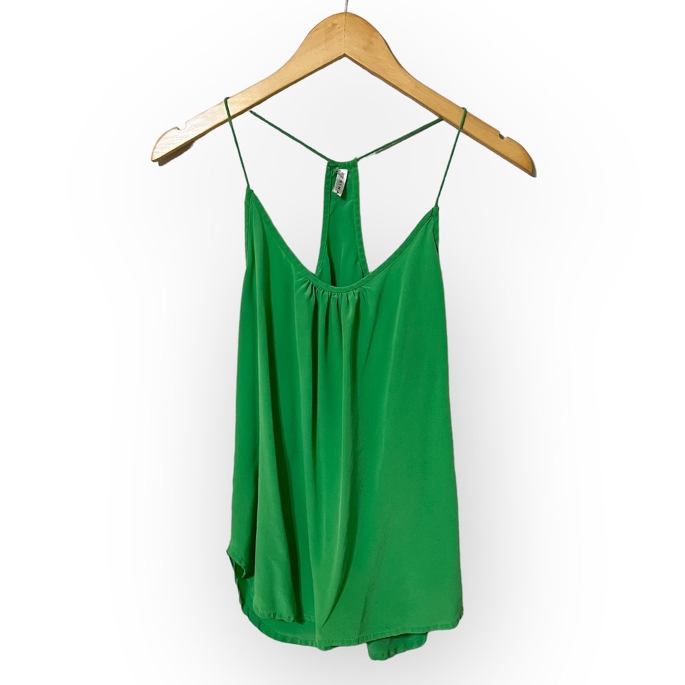 Trina Turk Green Silk Racerback Tank—L